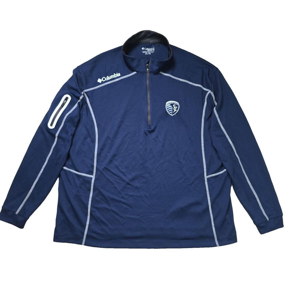 Columbia Golf Men’s Blue 1/4 Zip Mock Neck Long Sleeve Polo Sporting KC Size XXL